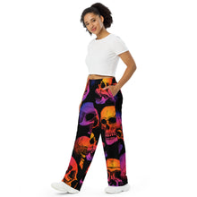 Load image into Gallery viewer, Skulls at Dusk print unisex wide-leg pants