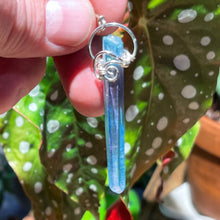 Load image into Gallery viewer, Aqua Aura Crystal Pendant in Sterling Silver Wire Wrap Setting