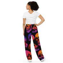 Load image into Gallery viewer, Skulls at Dusk print unisex wide-leg pants
